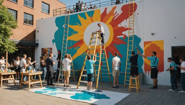 Participer à une fresque collective lors d'un festival